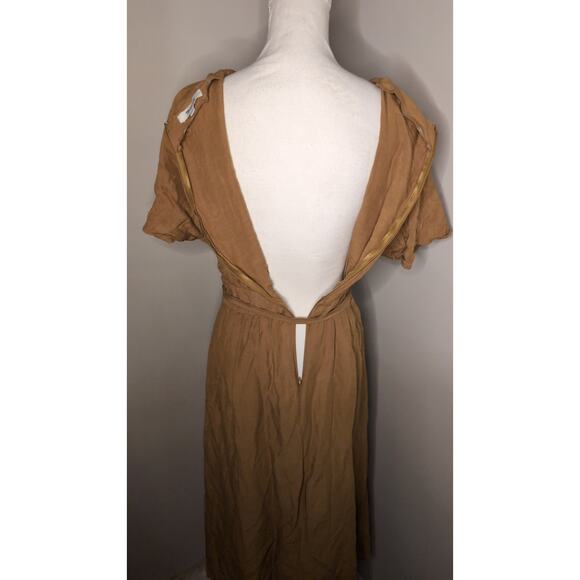 Madewell linen-blend Dolman sleeve tie waist midi dress 8 - Picture 4 of 7